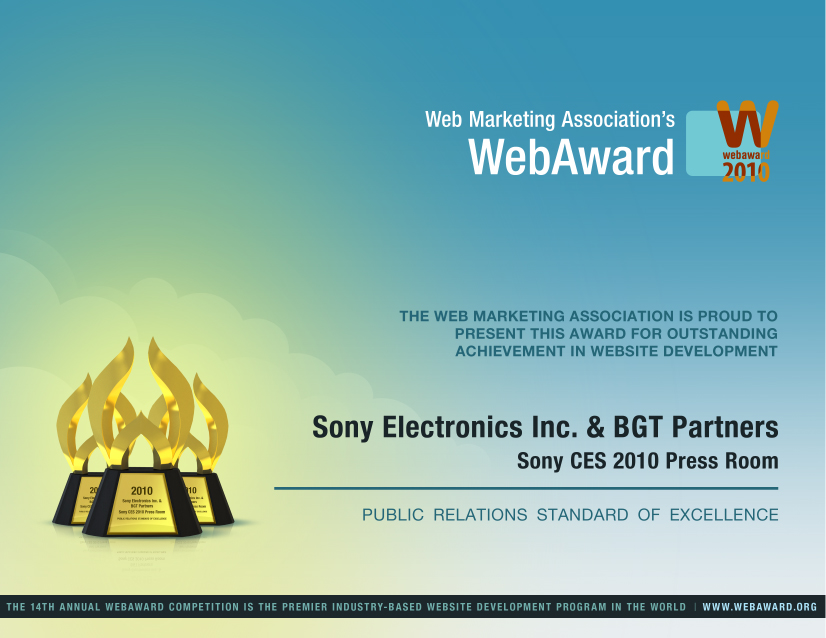 2011 WebAward Certificate of Achievement 