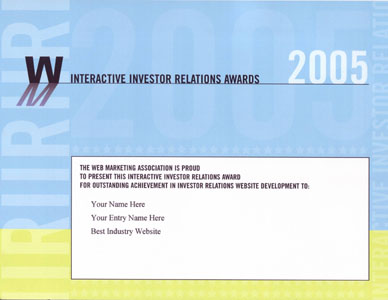 2004 IIR Award Certificate of Achievement 
