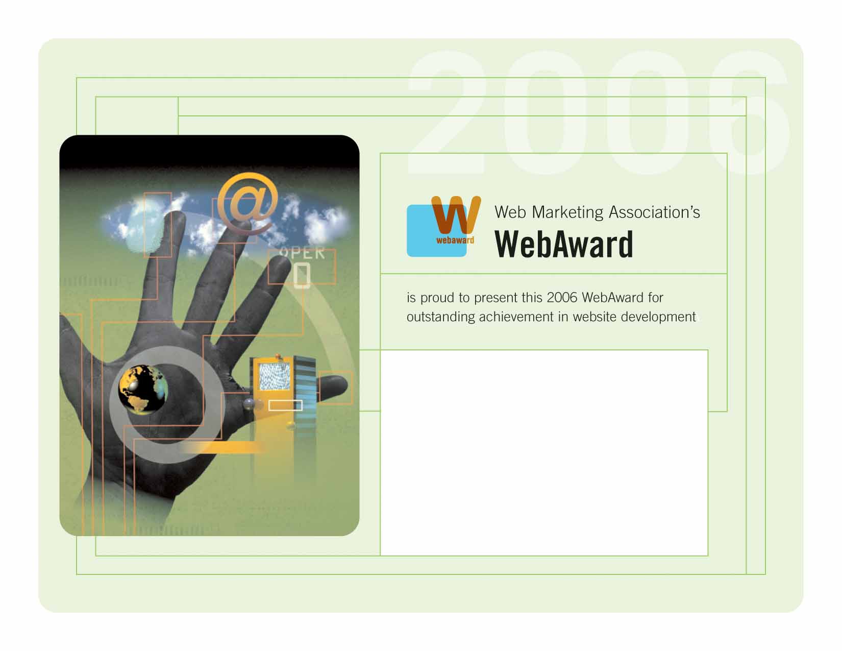 2009 WebAward Certificate of Achievement 