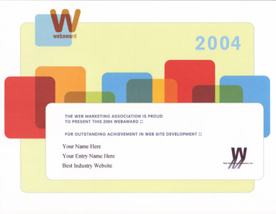 2004 WebAward Certificate of Achievement 