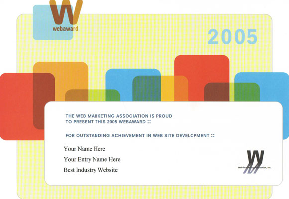 2005 WebAward Certificate of Achievement 